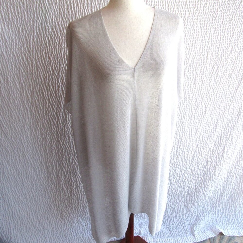 Eileen Fisher Light Gray Lagenlook Tunic Caftan Pullover One Size S M L XL
